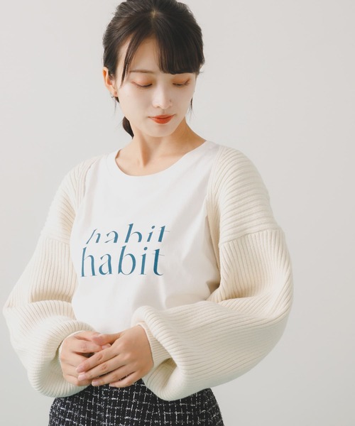 HEYUMM(ヘユム)の「リブニットボレロ(カーディガン/ボレロ・レディース・オレンジ/アイボリー/グレー・ONE)」の8枚目の写真