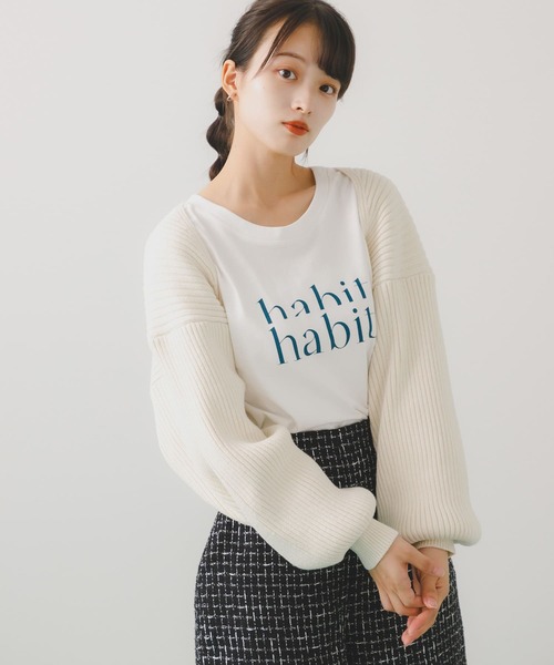 HEYUMM(ヘユム)の「リブニットボレロ(カーディガン/ボレロ・レディース・オレンジ/アイボリー/グレー・ONE)」の10枚目の写真