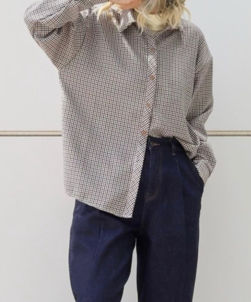 deux amour(ドゥーザムール)の「トラッドチェックシャツ(シャツ/ブラウス・レディース・ブラウン・FREE)」の2枚目の写真