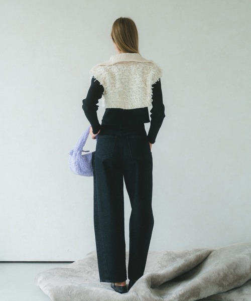 VANNIE U（ヴァニーユー）の「ループジップニットベスト（ベスト・レディース・アイボリー/ブラック・FREE）」の16枚目の写真