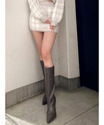 GYDA | 【セットアップ着用可】シャギーチェックパターンニット スカートライクショートパンツ(スカート)