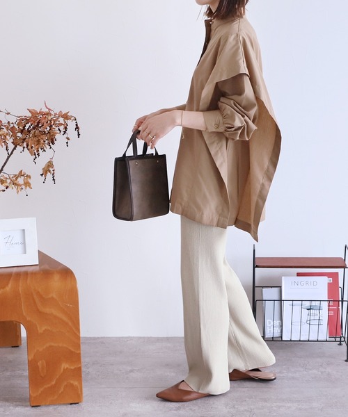 reca(レカ)の「リブパンツ(その他パンツ・レディース・グレイッシュベージュ/アイボリー/ブラック・M)」の6枚目の写真