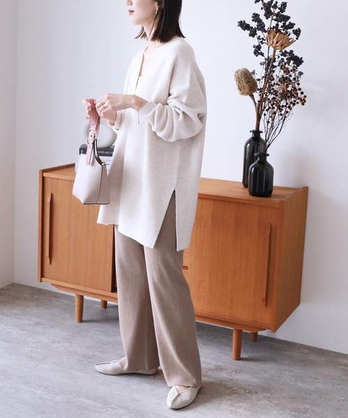 reca(レカ)の「リブパンツ(その他パンツ・レディース・グレイッシュベージュ/アイボリー/ブラック・M)」の15枚目の写真