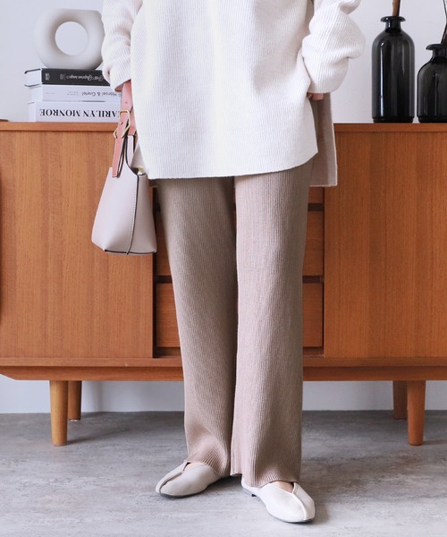 reca(レカ)の「リブパンツ(その他パンツ・レディース・グレイッシュベージュ/アイボリー/ブラック・M)」の14枚目の写真