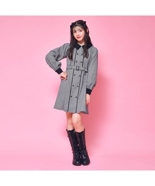 algy（アルジー）の「ダブルボタンワンピ（ワンピース・キッズ・グレー/ブラック/ネイビー・SMALL/X-SMALL/XX-SMALL/MEDIUM/XXX-SMALL）」の4枚目の写真