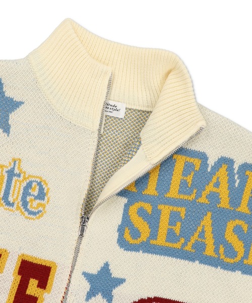 SPINNS(スピンズ)の「ロゴ総柄カウチンニットカーディガン(カーディガン/ボレロ・レディース・アイボリー/ブラック・ONESIZE)」の13枚目の写真