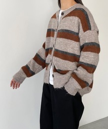 El mar クルーネックボーダーソフトニットカーディガン