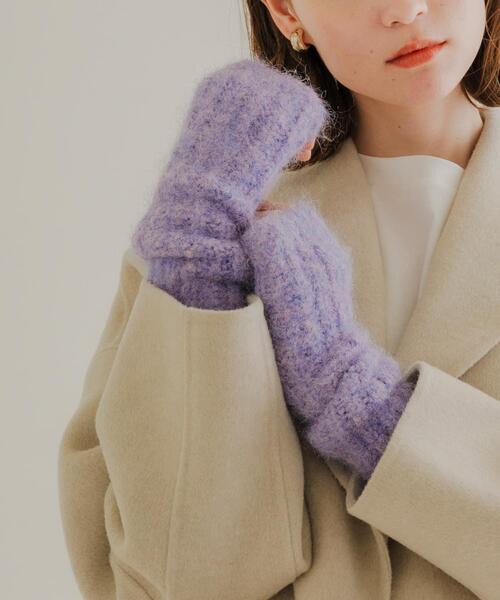 SMELLY（スメリー）の「ミックスヤーンアームウォーマー（手袋・レディース・パープル/オレンジ・-）」の2枚目の写真