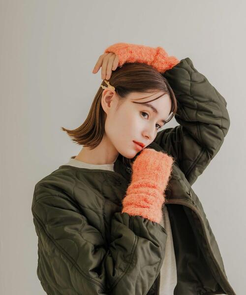 SMELLY（スメリー）の「ミックスヤーンアームウォーマー（手袋・レディース・パープル/オレンジ・-）」の7枚目の写真