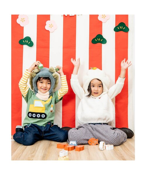 Ampersand（アンパサンド）の「辰ボアフード（キャップ・キッズ・ミント/ピンク・FREE）」の3枚目の写真