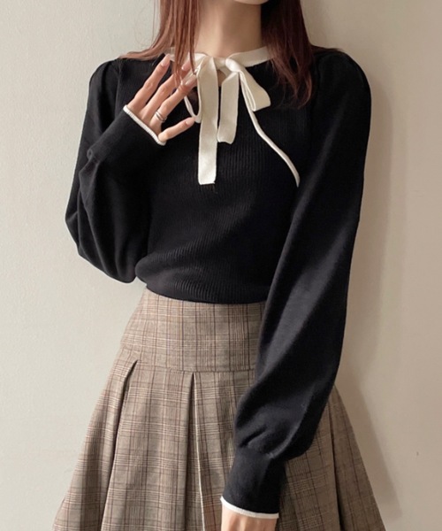 シーニュ オープンリボンニット セーター 長袖 1 黒 オープンリボンニット Arii｜Cygne(シーニュ) 公式サイト