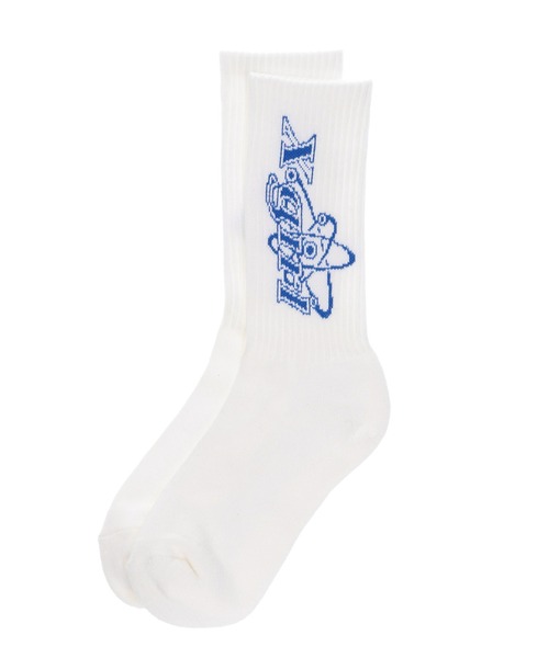 X-girl(エックスガール)の「CHEMICAL SYMBOL LOGO RIB SOCKS(ソックス/靴下・レディース・ブラウン/ブラック/ホワイト・ONE SIZE)」の1枚目の写真