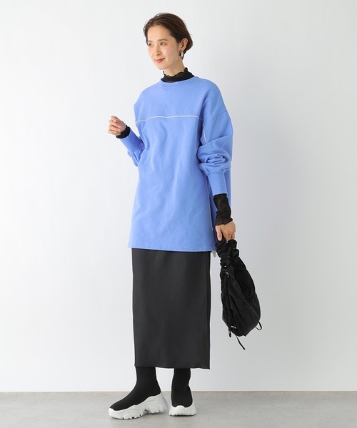 LEPSIM(レプシィム)の「パイピング裏毛チュニック 992059(チュニック・レディース・オフホワイト/ブルー/ブラック/グレー・FREE)」の14枚目の写真