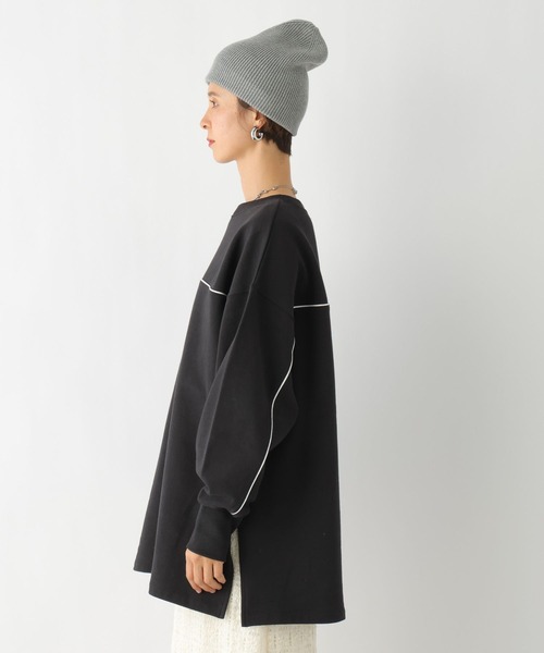 LEPSIM(レプシィム)の「パイピング裏毛チュニック 992059(チュニック・レディース・オフホワイト/ブルー/ブラック/グレー・FREE)」の20枚目の写真