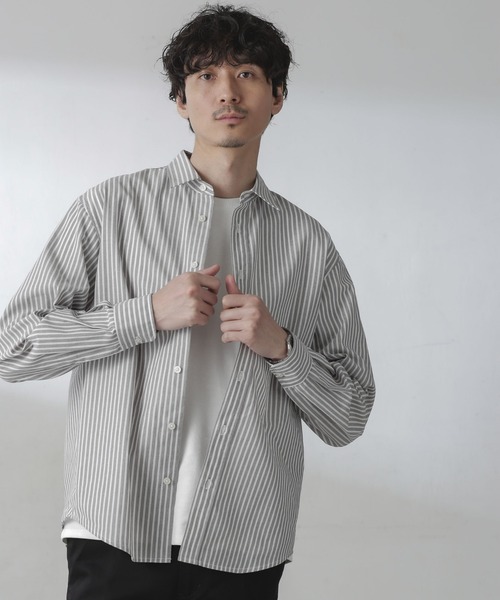 NANO universe（ナノユニバース）の「ユースフルレギュラーカラーシャツ（シャツ/ブラウス・メンズ・グレー/ホワイト/サックスブルー・S/M/L）」の7枚目の写真