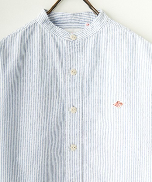 JEANS FACTORY （ジーンズファクトリー）の「[DANTON/ダントン] バンドカラー オックスフォードシャツ(ストライプ)（シャツ/ブラウス・レディース・ブルー・38/40/42）」の3枚目の写真