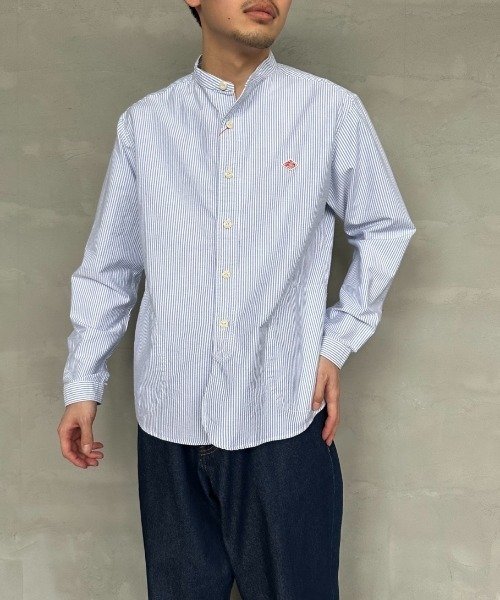 JEANS FACTORY （ジーンズファクトリー）の「[DANTON/ダントン] バンドカラー オックスフォードシャツ(ストライプ)（シャツ/ブラウス・レディース・ブルー・38/40/42）」の11枚目の写真
