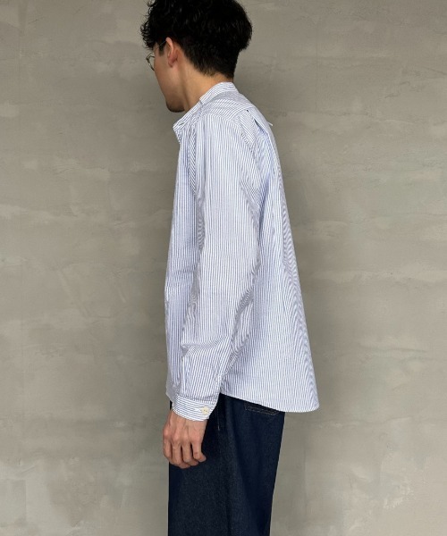 JEANS FACTORY （ジーンズファクトリー）の「[DANTON/ダントン] バンドカラー オックスフォードシャツ(ストライプ)（シャツ/ブラウス・レディース・ブルー・38/40/42）」の12枚目の写真