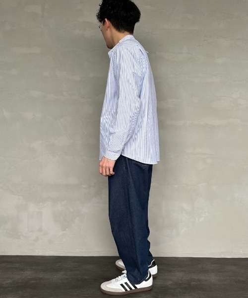 JEANS FACTORY （ジーンズファクトリー）の「[DANTON/ダントン] バンドカラー オックスフォードシャツ(ストライプ)（シャツ/ブラウス・レディース・ブルー・38/40/42）」の15枚目の写真