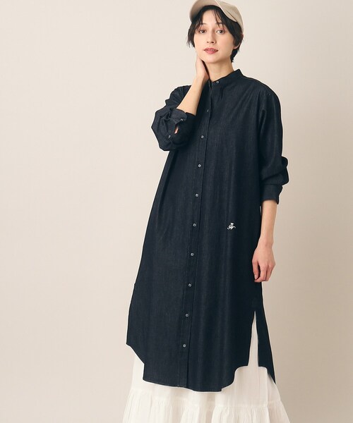 Dessin(デッサン)の「◆【洗える】6OZバンドカラーシャツワンピース(XS~L)(ワンピース・レディース・ブラック/ネイビー/ライトブルー・01/02/03)」の3枚目の写真
