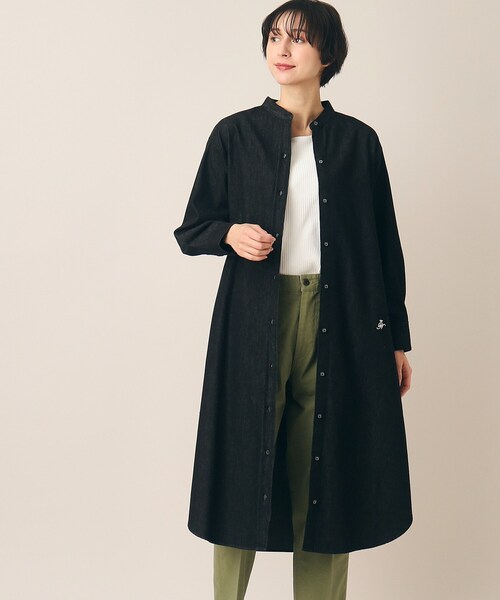 Dessin(デッサン)の「◆【洗える】6OZバンドカラーシャツワンピース(XS~L)(ワンピース・レディース・ブラック/ネイビー/ライトブルー・01/02/03)」の12枚目の写真