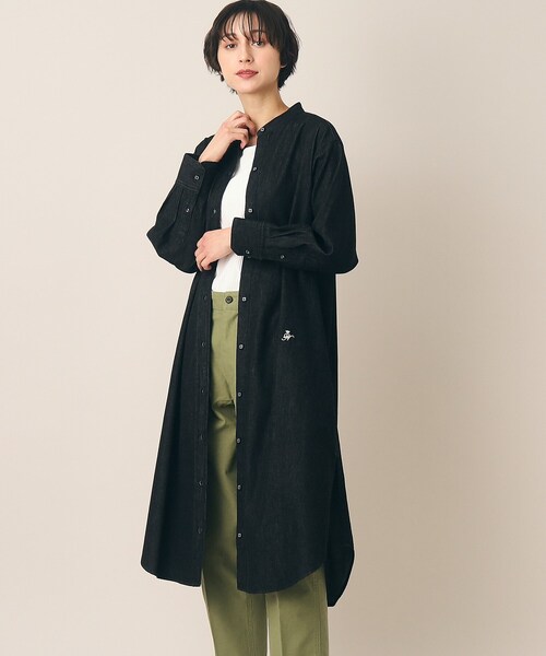 Dessin(デッサン)の「◆【洗える】6OZバンドカラーシャツワンピース(XS~L)(ワンピース・レディース・ブラック/ネイビー/ライトブルー・01/02/03)」の10枚目の写真