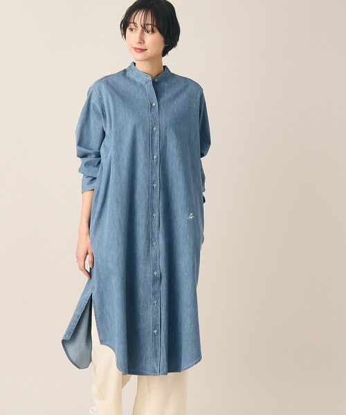 Dessin(デッサン)の「◆【洗える】6OZバンドカラーシャツワンピース(XS~L)(ワンピース・レディース・ブラック/ネイビー/ライトブルー・01/02/03)」の17枚目の写真
