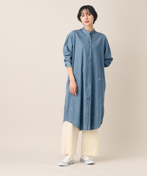 Dessin(デッサン)の「◆【洗える】6OZバンドカラーシャツワンピース(XS~L)(ワンピース・レディース・ブラック/ネイビー/ライトブルー・01/02/03)」の19枚目の写真