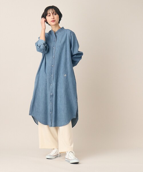Dessin(デッサン)の「◆【洗える】6OZバンドカラーシャツワンピース(XS~L)(ワンピース・レディース・ブラック/ネイビー/ライトブルー・01/02/03)」の8枚目の写真
