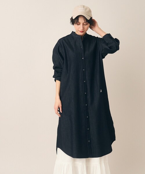 Dessin(デッサン)の「◆【洗える】6OZバンドカラーシャツワンピース(XS~L)(ワンピース・レディース・ブラック/ネイビー/ライトブルー・01/02/03)」の13枚目の写真