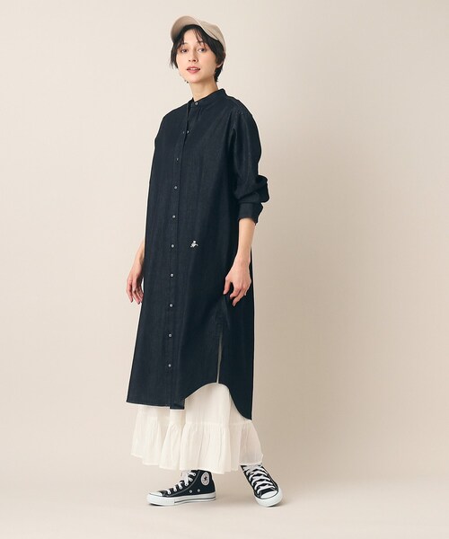 Dessin(デッサン)の「◆【洗える】6OZバンドカラーシャツワンピース(XS~L)(ワンピース・レディース・ブラック/ネイビー/ライトブルー・01/02/03)」の9枚目の写真