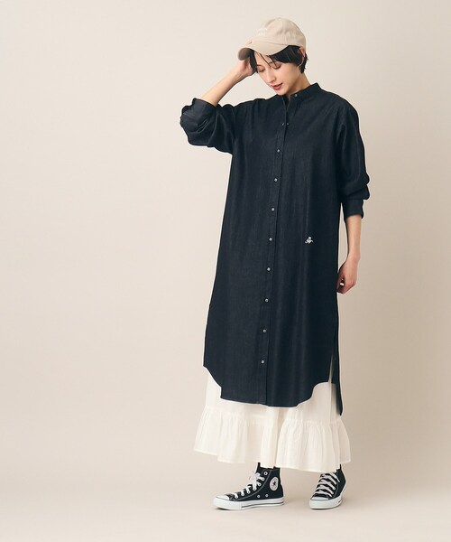 Dessin(デッサン)の「◆【洗える】6OZバンドカラーシャツワンピース(XS~L)(ワンピース・レディース・ブラック/ネイビー/ライトブルー・01/02/03)」の21枚目の写真