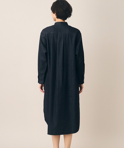 Dessin(デッサン)の「◆【洗える】6OZバンドカラーシャツワンピース(XS~L)(ワンピース・レディース・ブラック/ネイビー/ライトブルー・01/02/03)」の7枚目の写真
