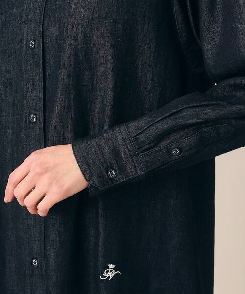 Dessin(デッサン)の「◆【洗える】6OZバンドカラーシャツワンピース(XS~L)(ワンピース・レディース・ブラック/ネイビー/ライトブルー・01/02/03)」の11枚目の写真