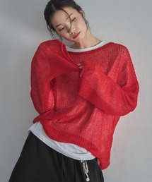 feepur | 【ハンドウォッシャブル】メッシュオーバーカラーニット(ニット/セーター)