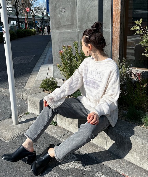feepur(フェピュール)の「【ハンドウォッシャブル】メッシュオーバーカラーニット(ニット/セーター・レディース・ブラック/オフホワイト/ブルー/イエロー/ピンク/レッド・MEDIUM)」の14枚目の写真