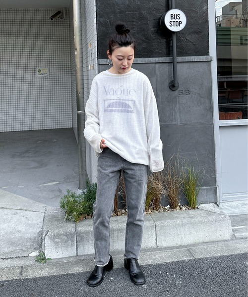 feepur(フェピュール)の「【ハンドウォッシャブル】メッシュオーバーカラーニット(ニット/セーター・レディース・ブラック/オフホワイト/ブルー/イエロー/ピンク/レッド・MEDIUM)」の16枚目の写真