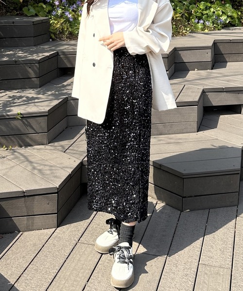 ◆PRADA◆ スパンコール ミディスカート パールグレー スパンコール付 ミディスカート | PRADA