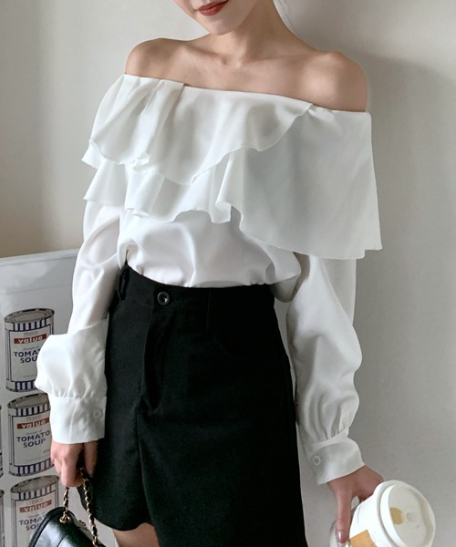 【ヘルシーな肌見せアイテム】2wayフレンチフリルオフショルブラウス（シャツ/ブラウス）｜Silly（シリー）