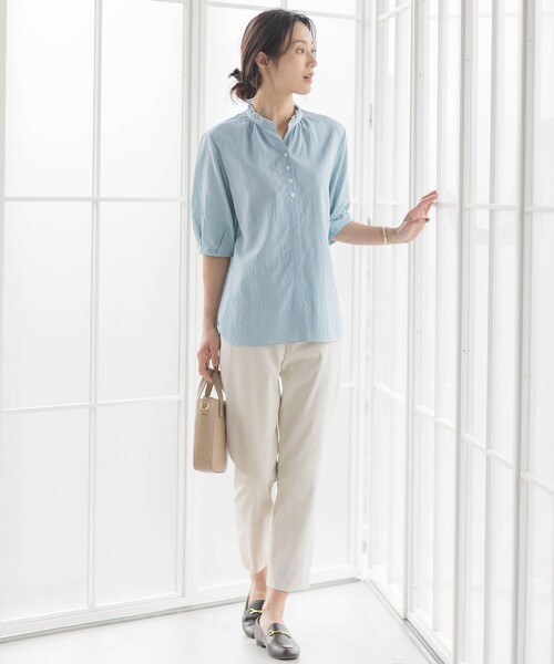 J.PRESS Ladies（J.プレス レディス）の「【洗える・撥水】中空タスランチノ テーパード パンツ（チノパンツ・レディース・スモーキーグリーン系/ライトグレー系/ブラック系・S/XS/XXS）」の5枚目の写真