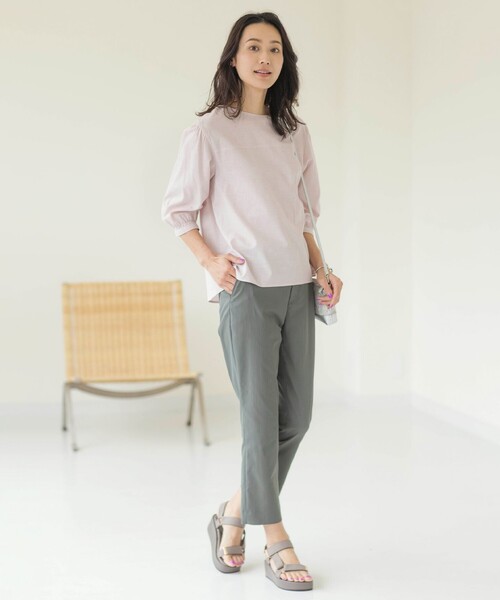 J.PRESS Ladies（J.プレス レディス）の「【洗える・撥水】中空タスランチノ テーパード パンツ（チノパンツ・レディース・スモーキーグリーン系/ライトグレー系/ブラック系・S/XS/XXS）」の8枚目の写真