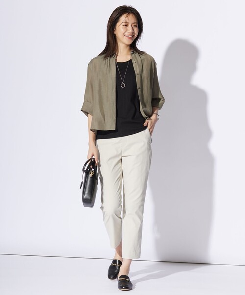J.PRESS Ladies（J.プレス レディス）の「【洗える・撥水】中空タスランチノ テーパード パンツ（チノパンツ・レディース・スモーキーグリーン系/ライトグレー系/ブラック系・S/XS/XXS）」の12枚目の写真