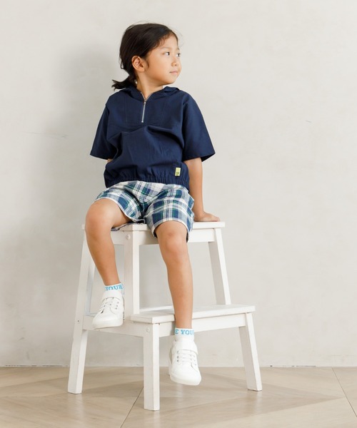 MAKE YOUR DAY（メイクユアデイ）の「セットアップできるフロントジップ半袖プルオーバー■80～140cm（カーディガン/ボレロ・キッズ・ブルー/ネイビー・80/90/100/110/120/130/140）」の5枚目の写真