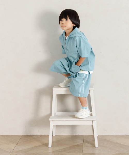 MAKE YOUR DAY（メイクユアデイ）の「セットアップできるフロントジップ半袖プルオーバー■80～140cm（カーディガン/ボレロ・キッズ・ブルー/ネイビー・80/90/100/110/120/130/140）」の9枚目の写真