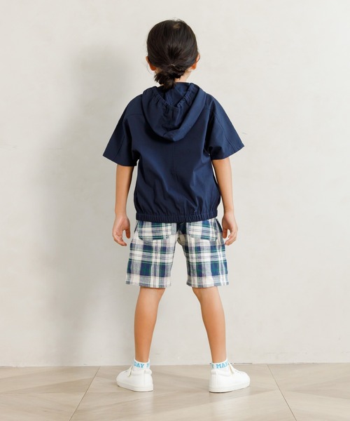 MAKE YOUR DAY（メイクユアデイ）の「セットアップできるフロントジップ半袖プルオーバー■80～140cm（カーディガン/ボレロ・キッズ・ブルー/ネイビー・80/90/100/110/120/130/140）」の6枚目の写真