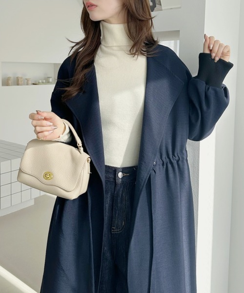 Ada.（エイダ）の「ウエスト ドロスト ボリュームスリーブ スプリングコート（トレンチコート・レディース・ベージュ/カーキ/ブラック/ライトグレー/チャコール・FREE）」の6枚目の写真