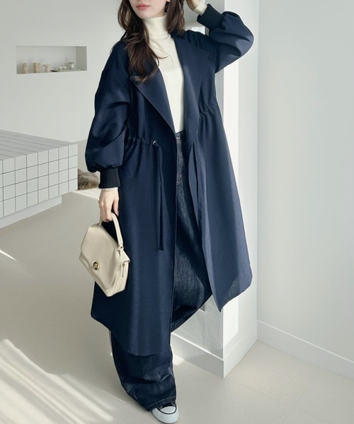 Ada.（エイダ）の「ウエスト ドロスト ボリュームスリーブ スプリングコート（トレンチコート・レディース・ベージュ/カーキ/ブラック/ライトグレー/チャコール・FREE）」の7枚目の写真