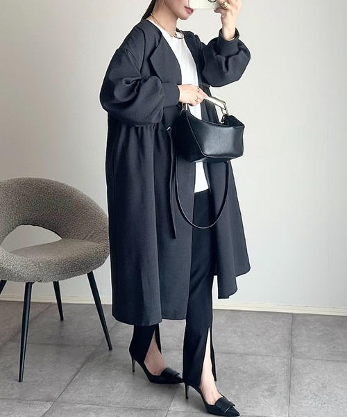 Ada.（エイダ）の「ウエスト ドロスト ボリュームスリーブ スプリングコート（トレンチコート・レディース・ベージュ/カーキ/ブラック/ライトグレー/チャコール・FREE）」の18枚目の写真