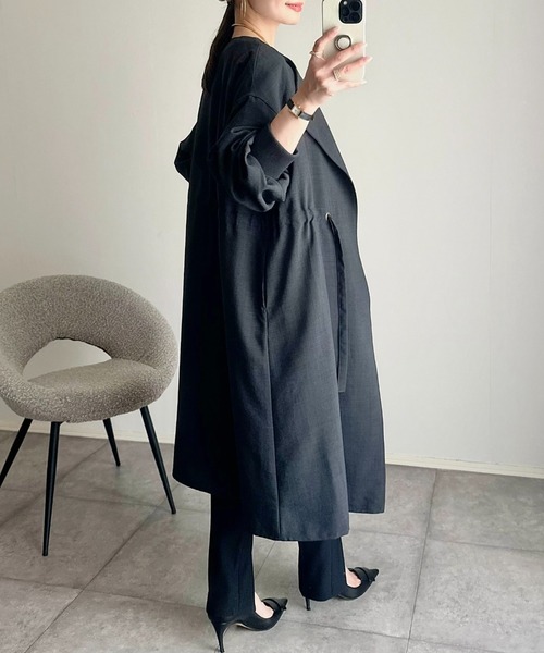 Ada.（エイダ）の「ウエスト ドロスト ボリュームスリーブ スプリングコート（トレンチコート・レディース・ベージュ/カーキ/ブラック/ライトグレー/チャコール・FREE）」の15枚目の写真