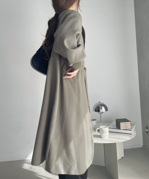 セール】ウエスト ドロスト ボリュームスリーブ スプリングコート